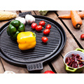 Kitchen Cast Iron Reversible Griddle Pizza Pan with Dual Handle